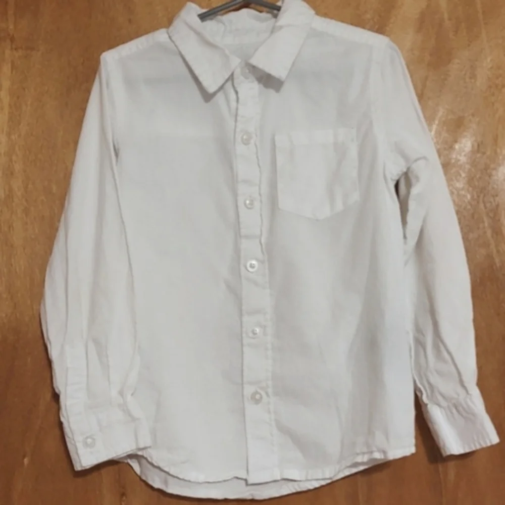 *2-Piece Set* Little Boys White 100% Cotton Dress Shirt Blue Linen Blend Vest 5T